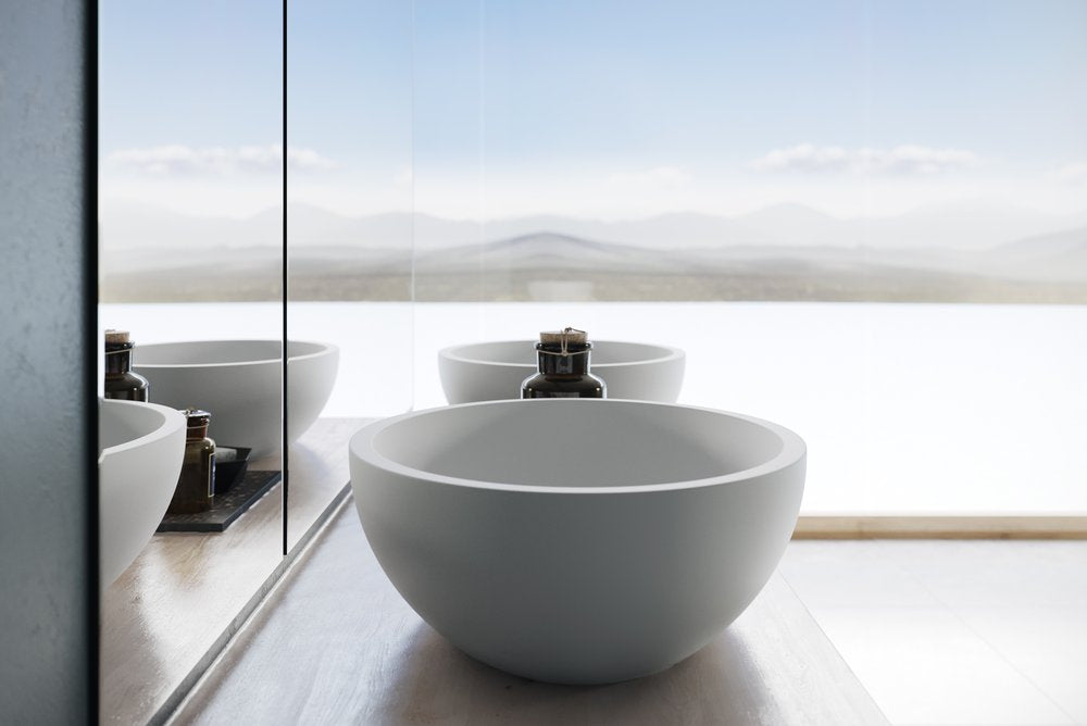 white vessel sink