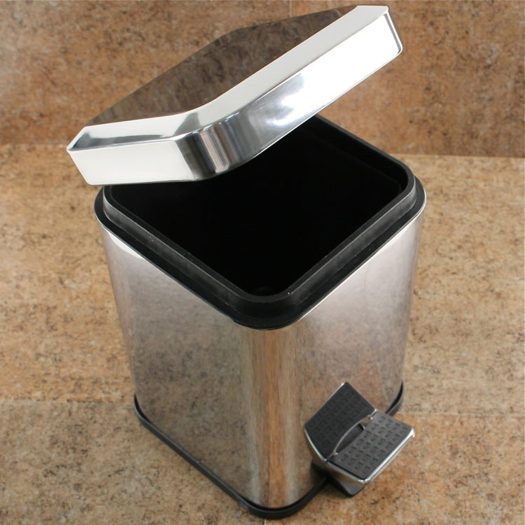 polished chrome waste basket