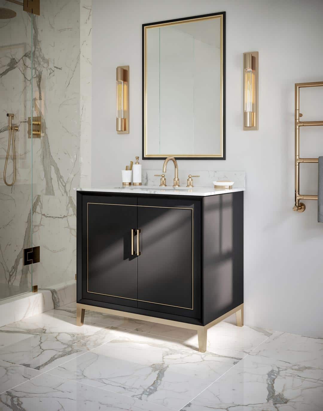 carrara marble vanity
