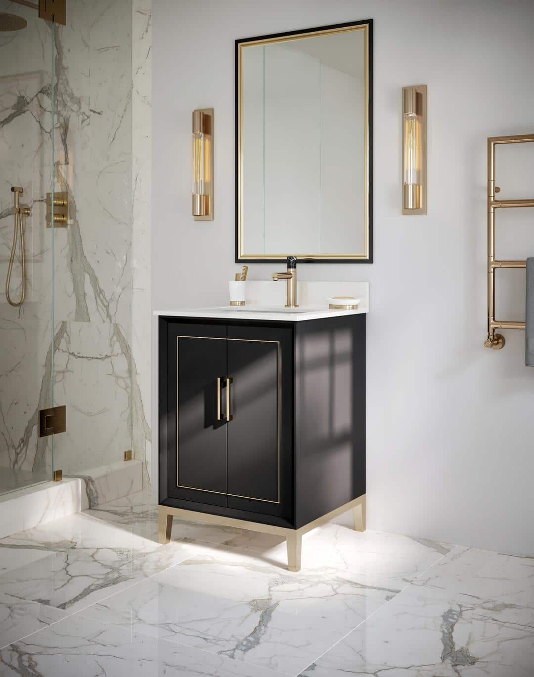white quartz vanity