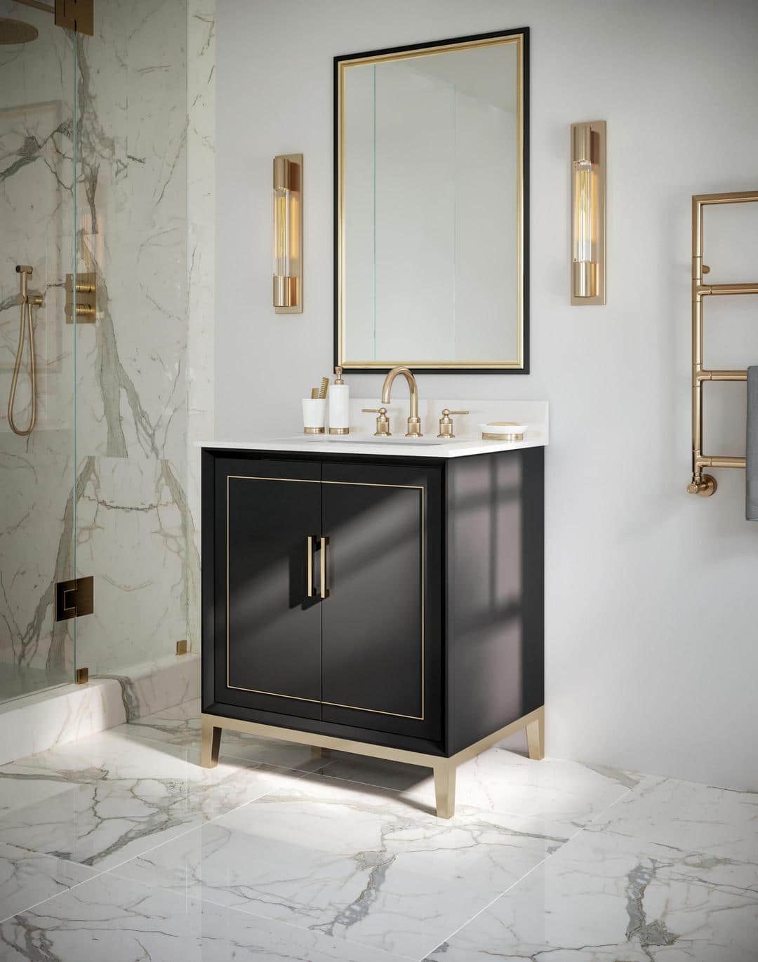 white quartz vanity