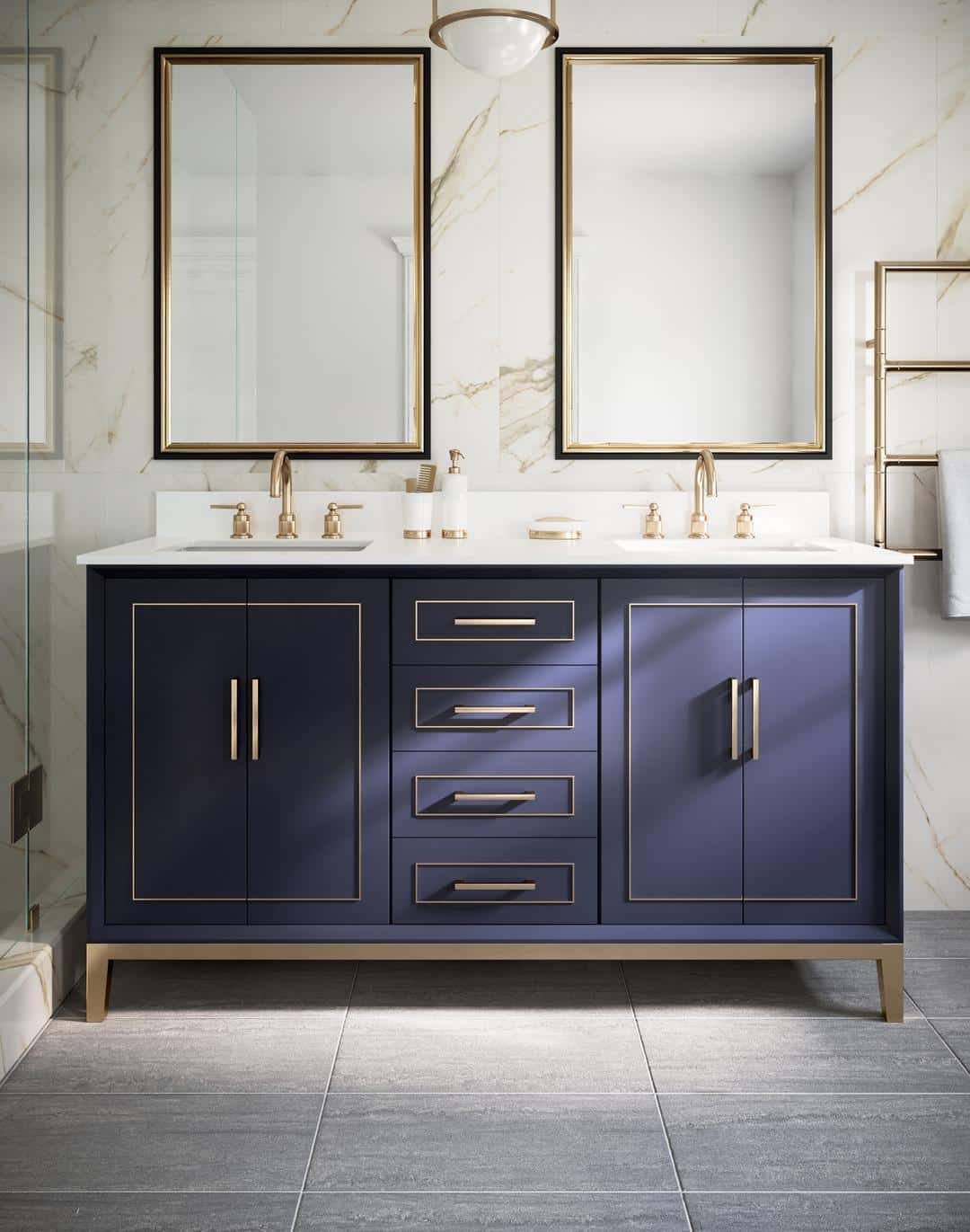 white quartz vanity