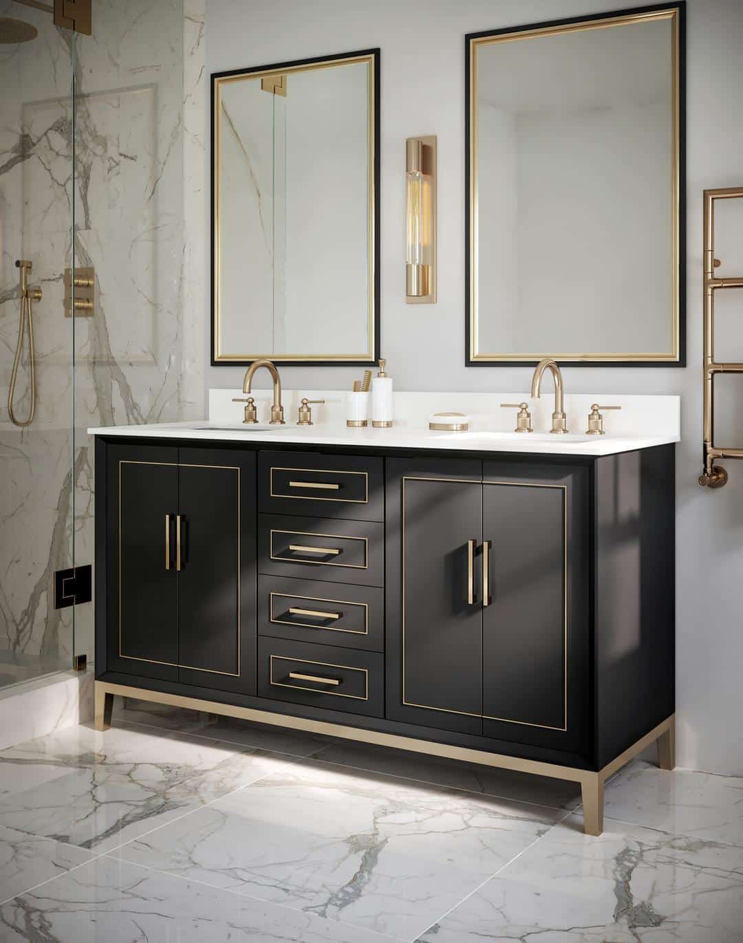 white quartz vanity