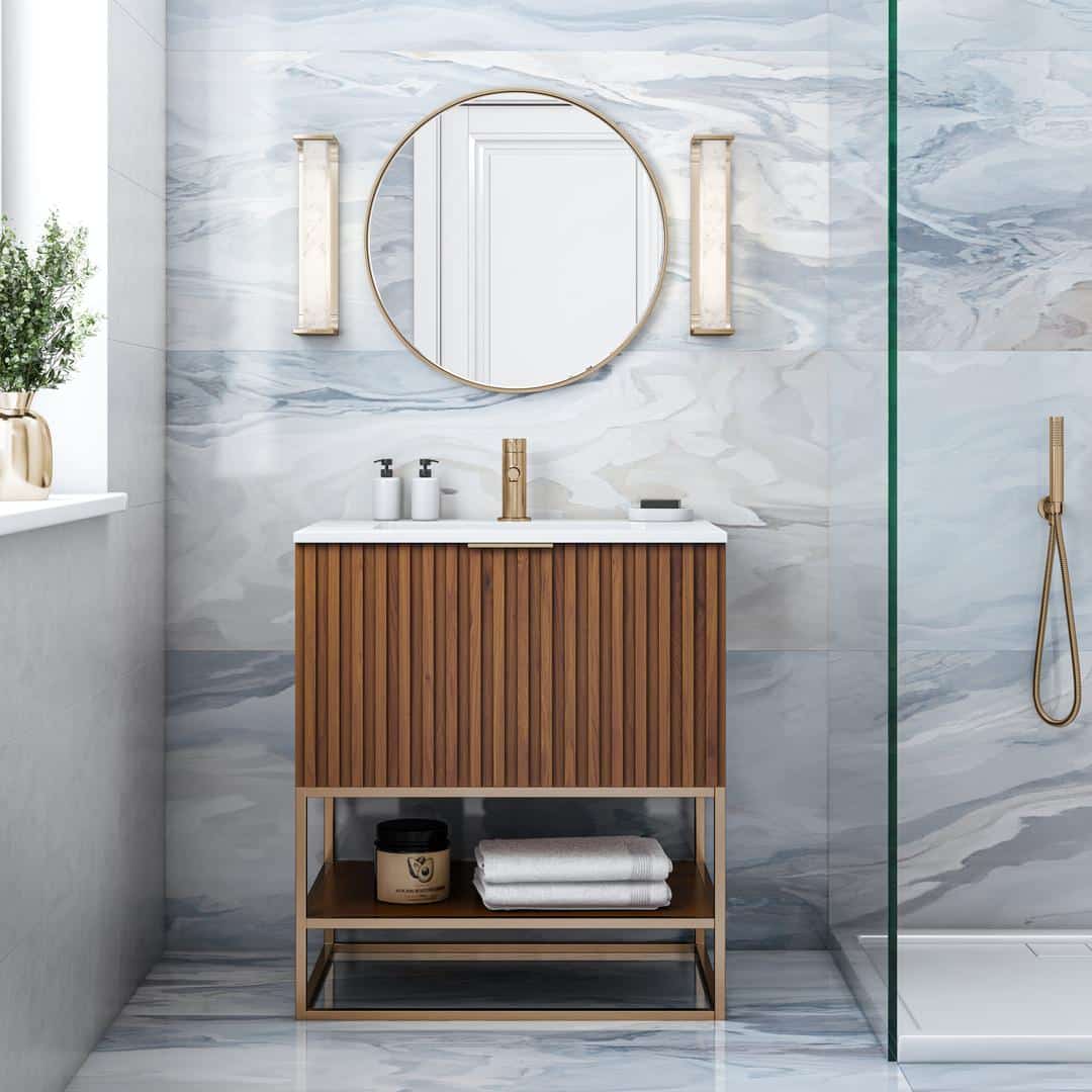 white quartz vanity