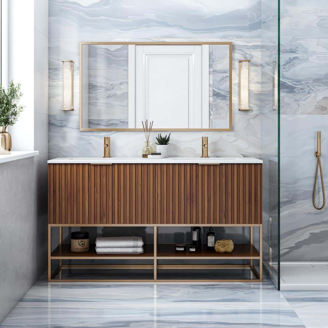 white quartz vanity