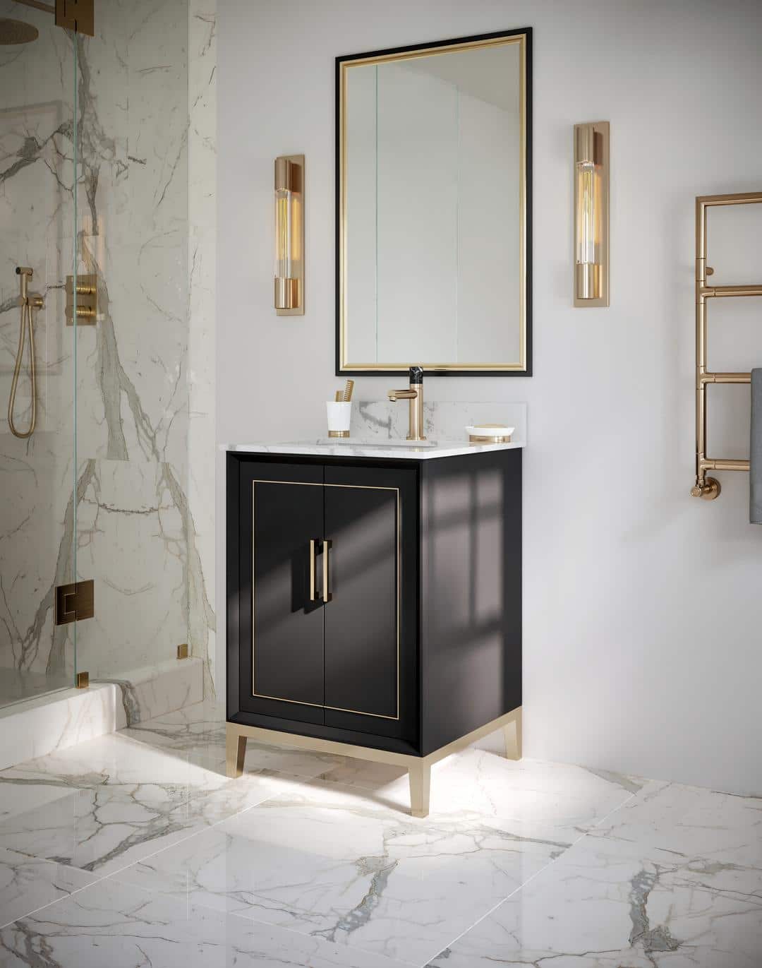 carrara marble vanity