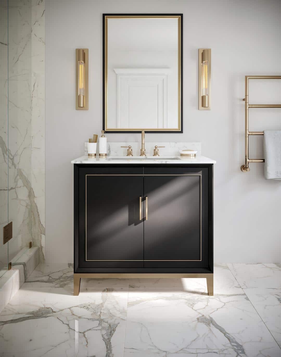 carrara marble vanity
