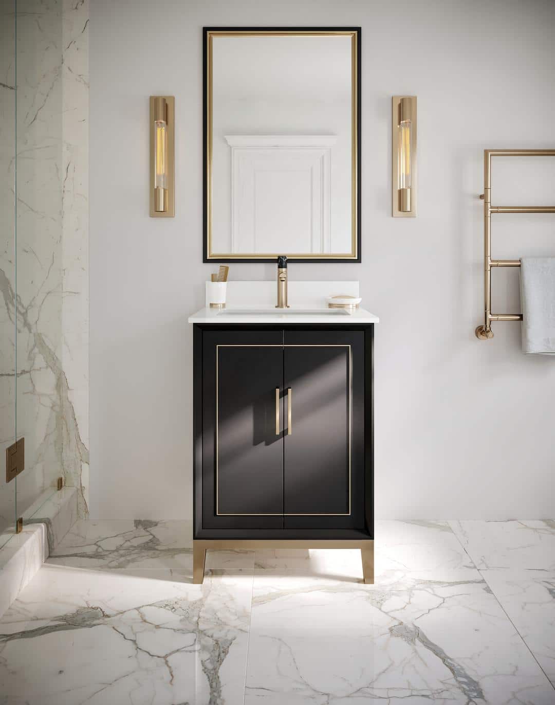 white quartz vanity