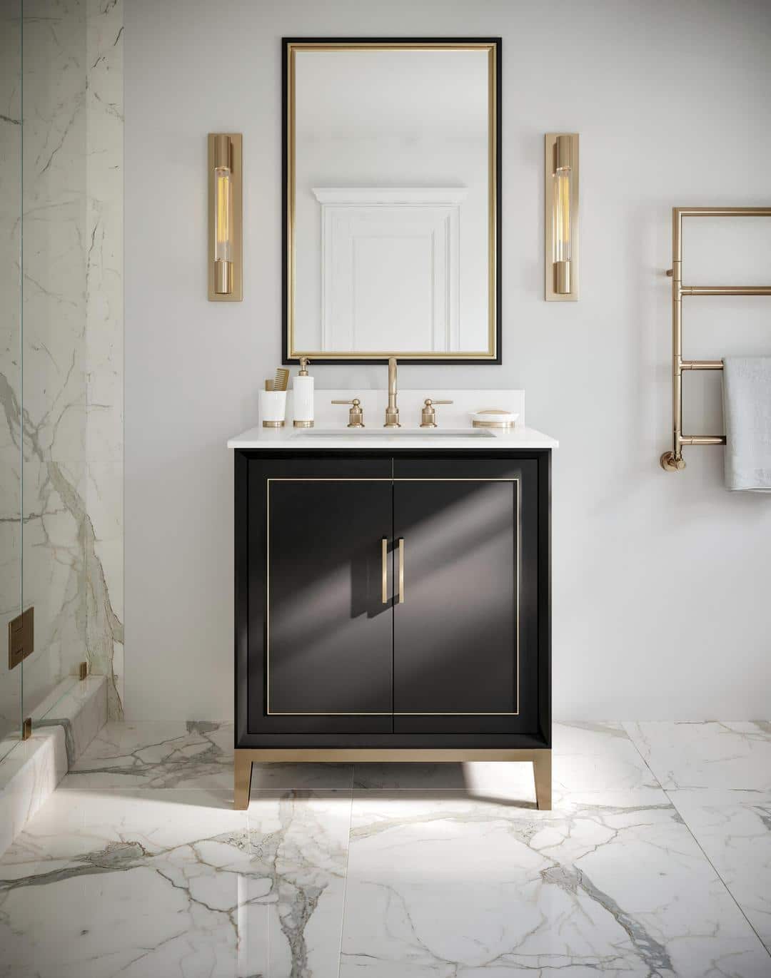white quartz vanity