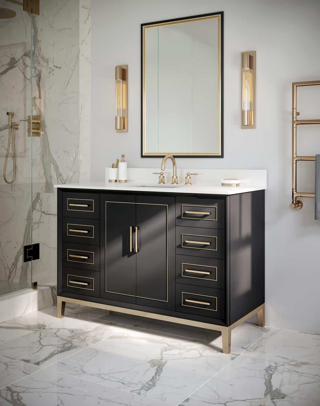 white quartz vanity