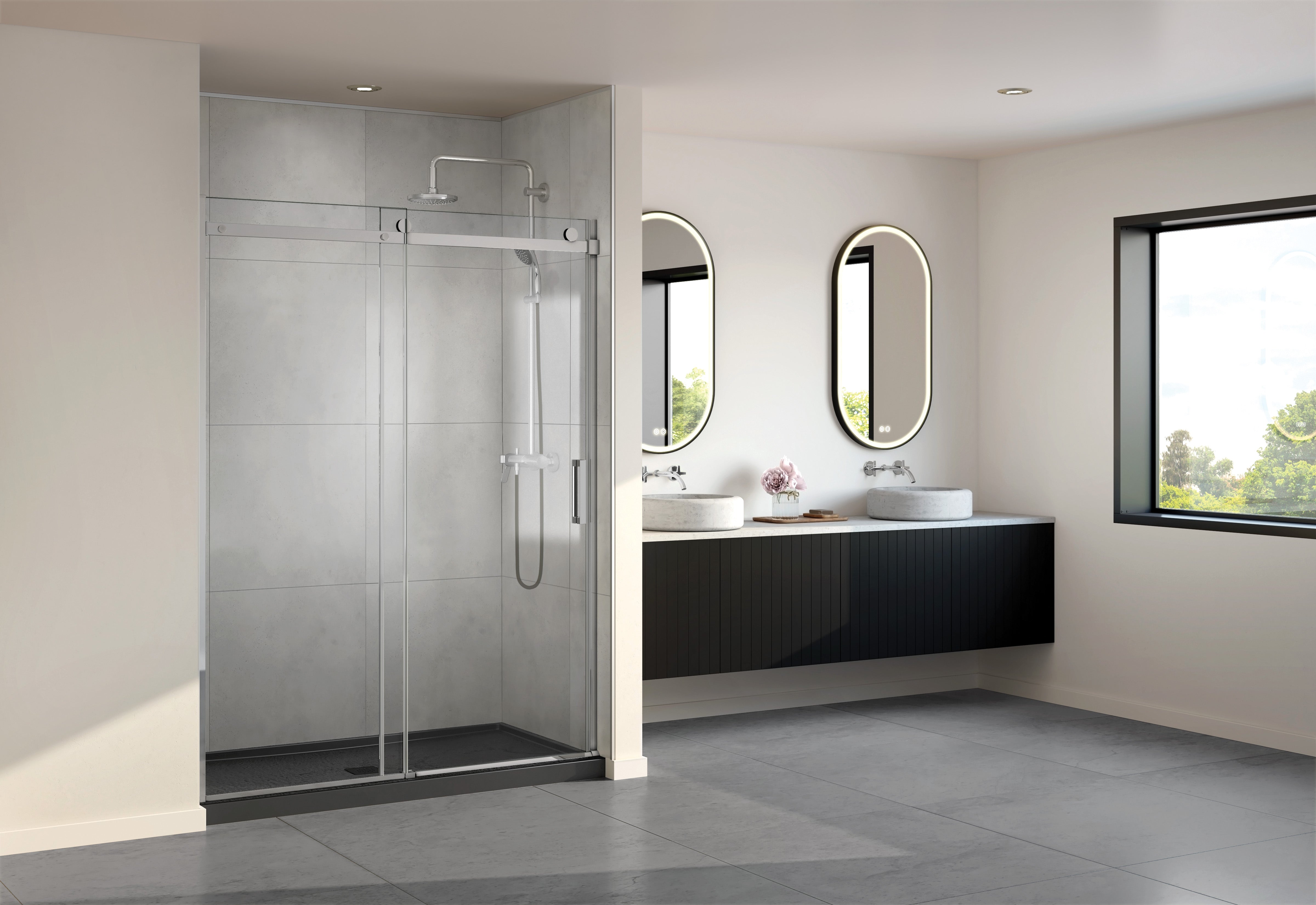 chrome shower door