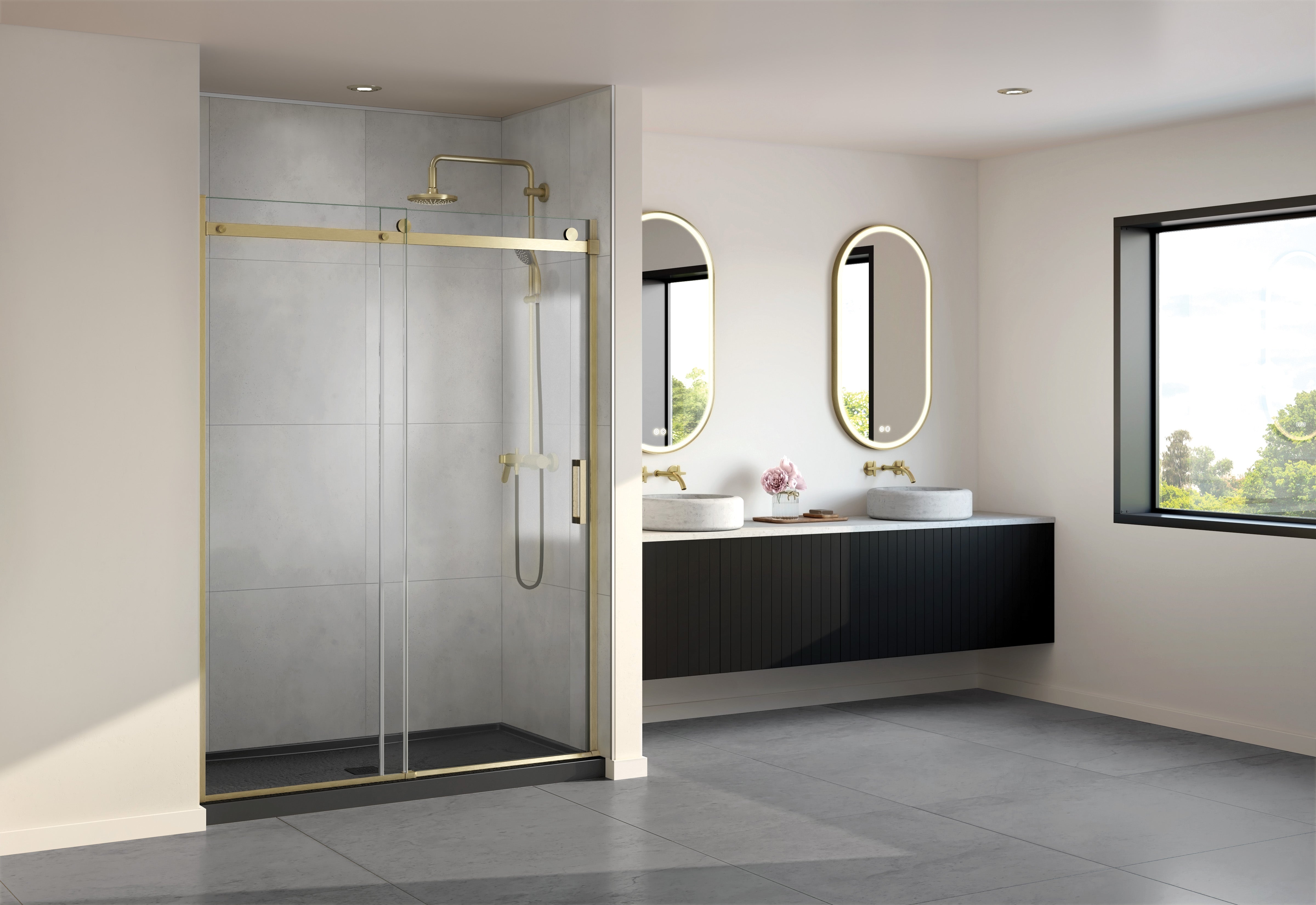 brushed gold shower door