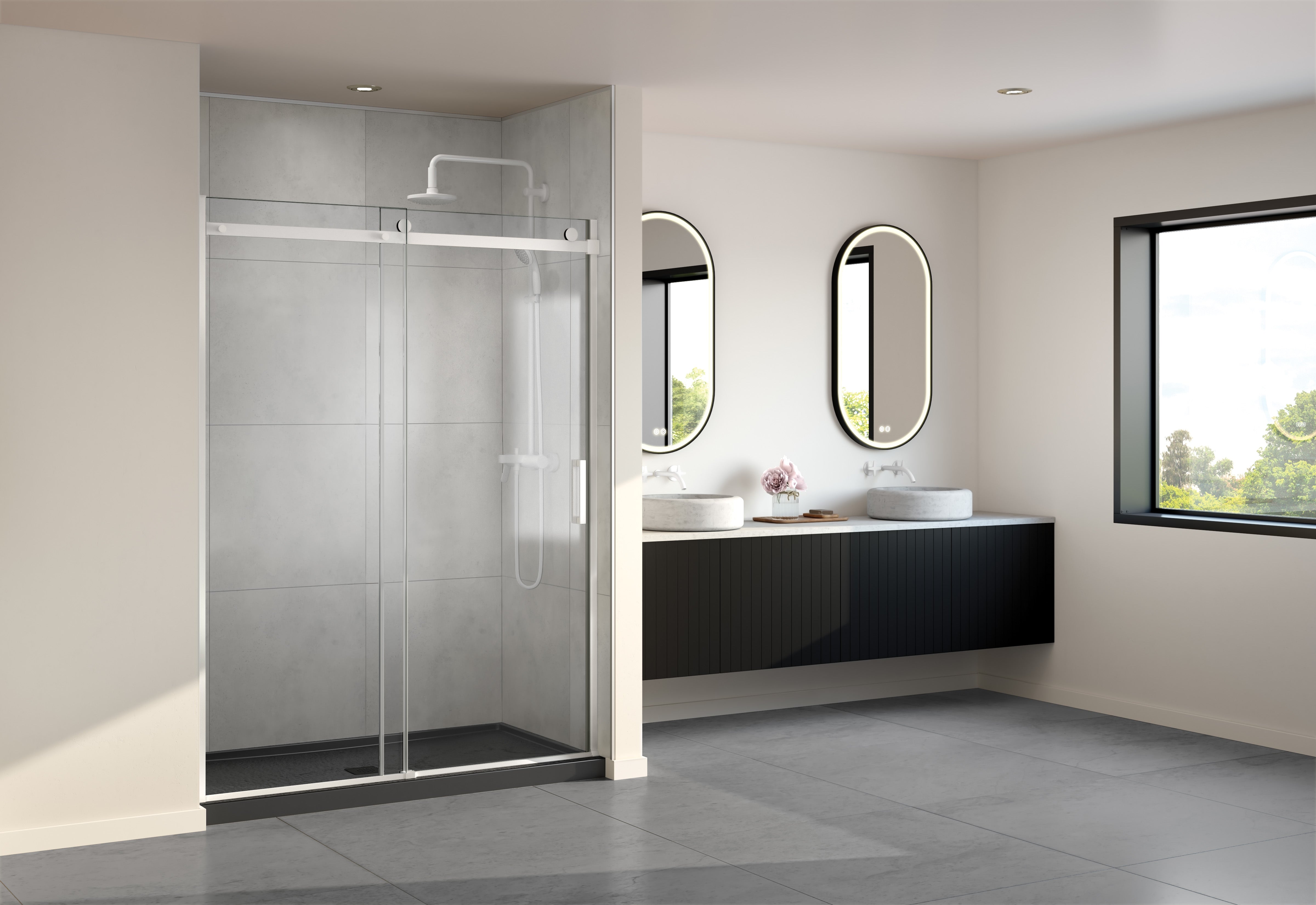 matte white shower door