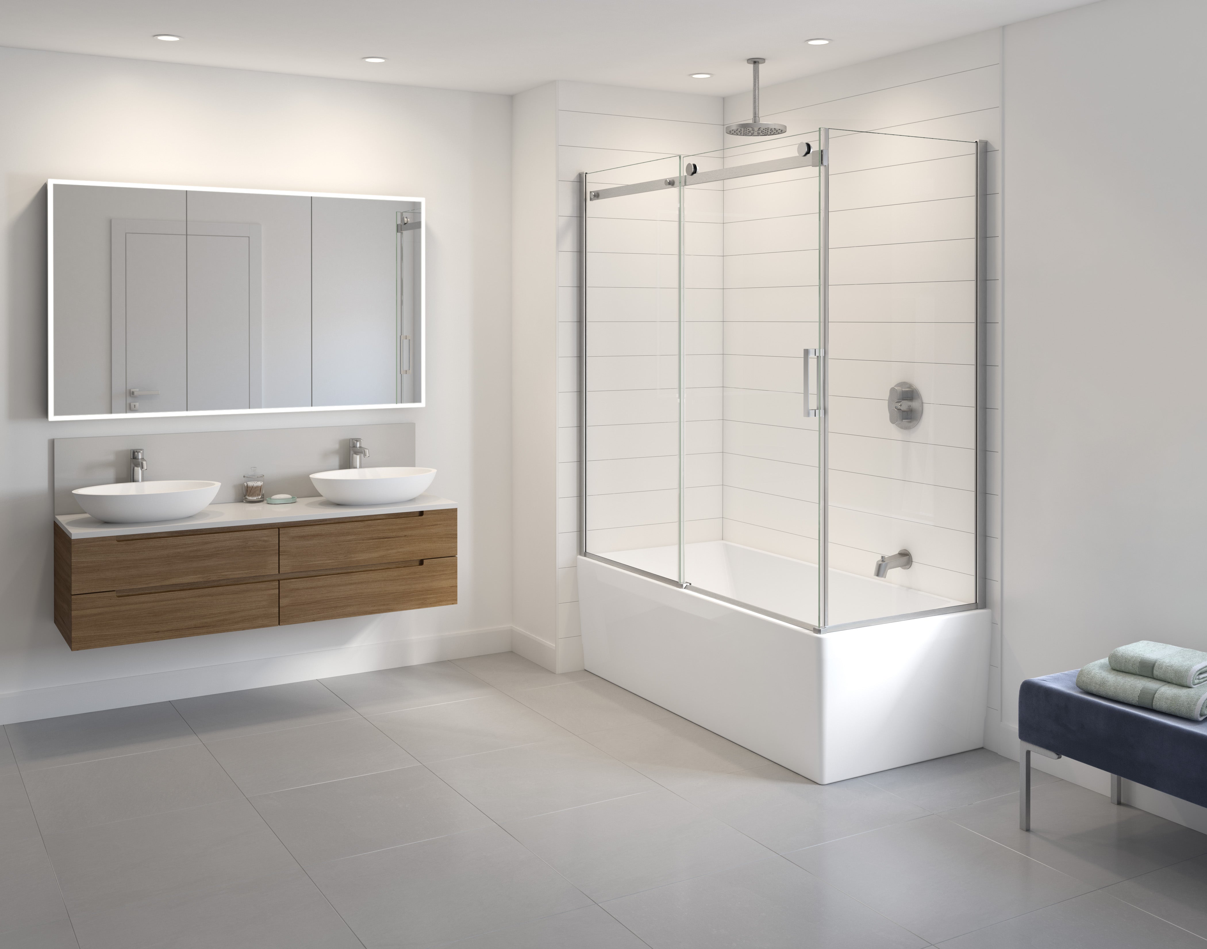 brushed nickel tub enclosure