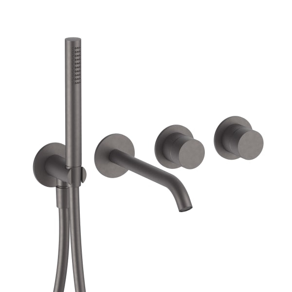 matte gun metal pvd tub set