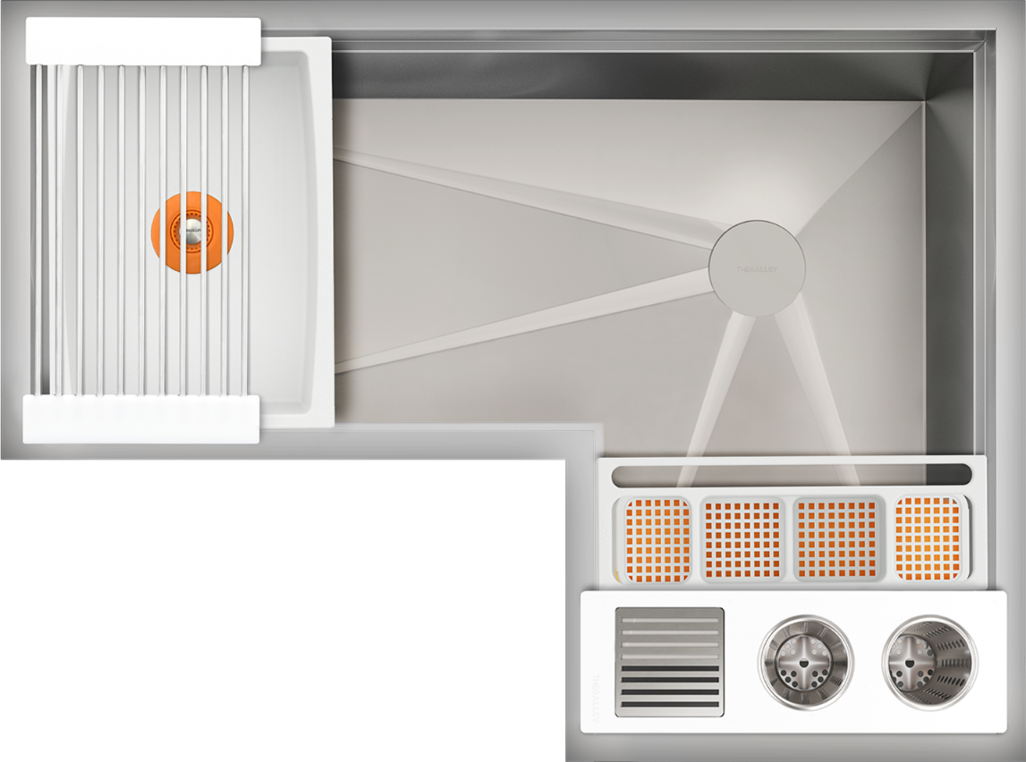 The Galley Ideal Corner WashStation 4X3C with Four Tool Wash Kit
