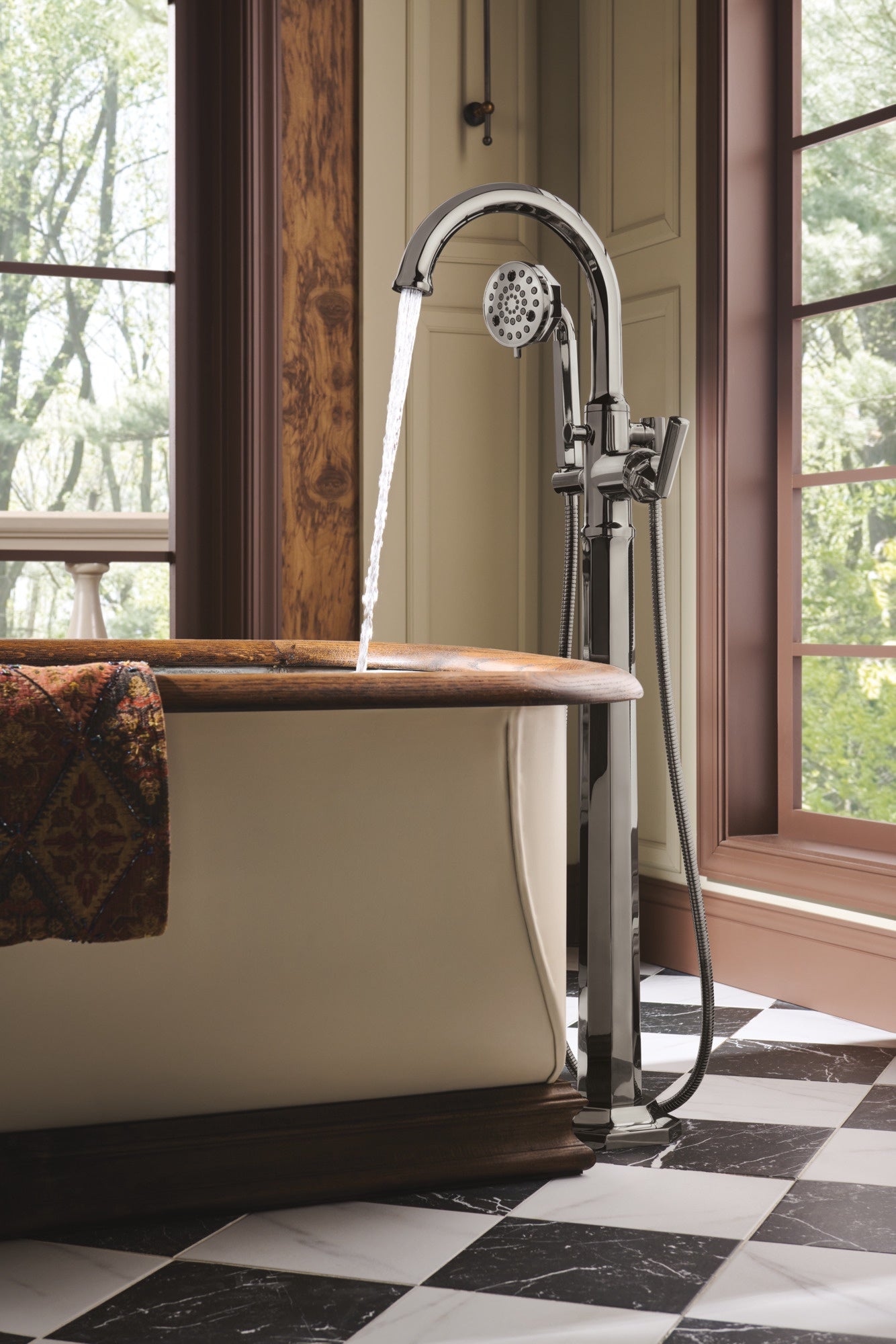 polished nickel tub filler