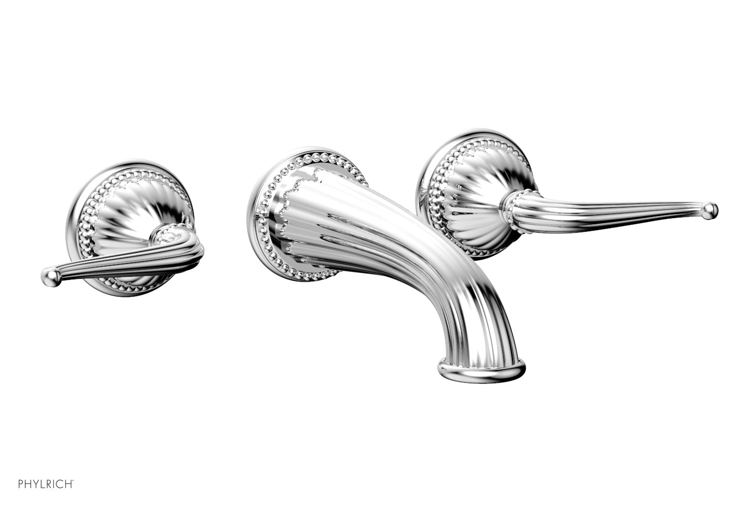 polished chrome wall tub set