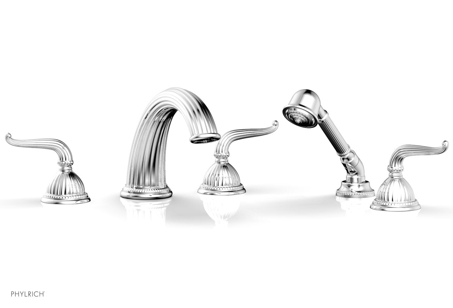 polished chrome deck tub set