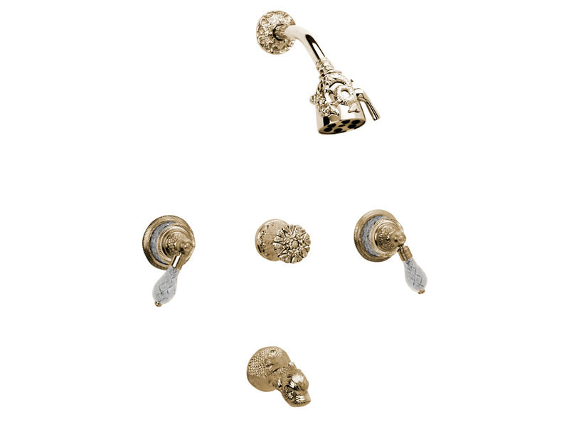 satin brass shower set