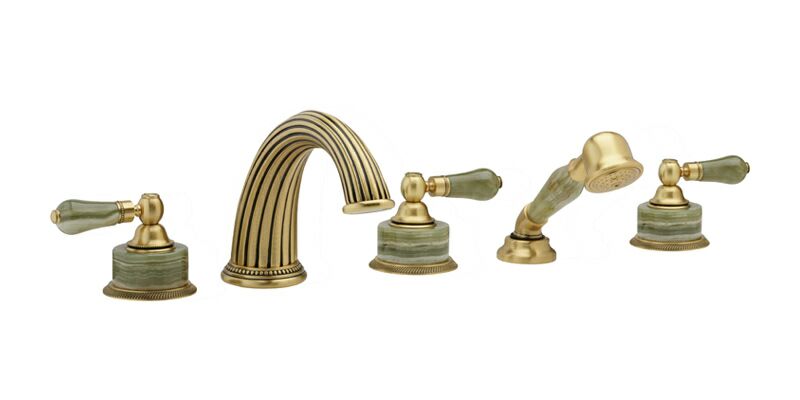 polished chrome deck tub set
