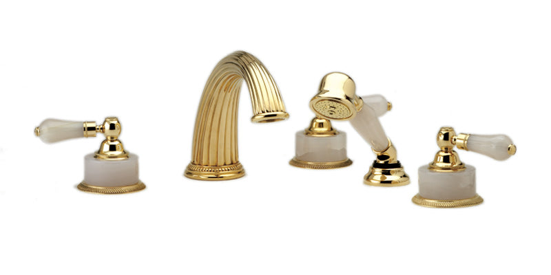 polished chrome deck tub set