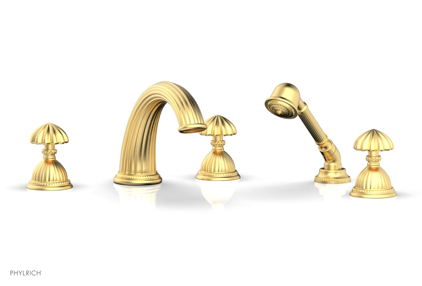 Phylrich GEORGIAN & BARCELONA Deck Tub Set with Hand Shower - Round Handles