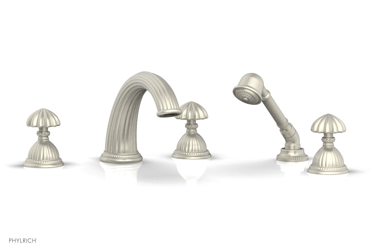 Phylrich GEORGIAN & BARCELONA Deck Tub Set with Hand Shower - Round Handles