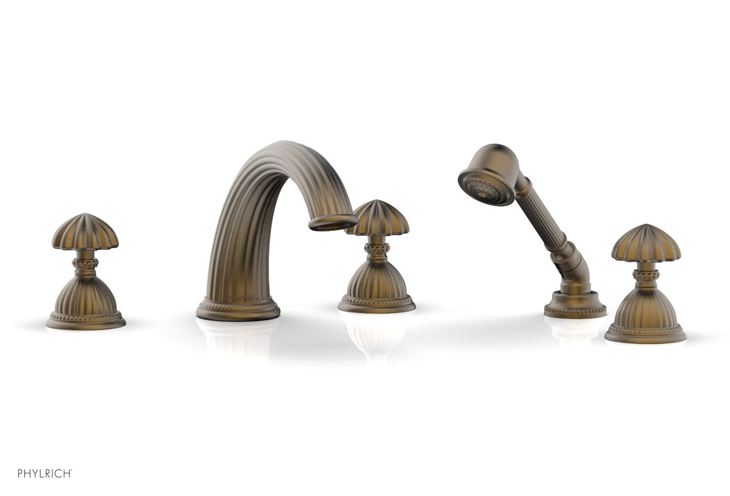 Phylrich GEORGIAN & BARCELONA Deck Tub Set with Hand Shower - Round Handles