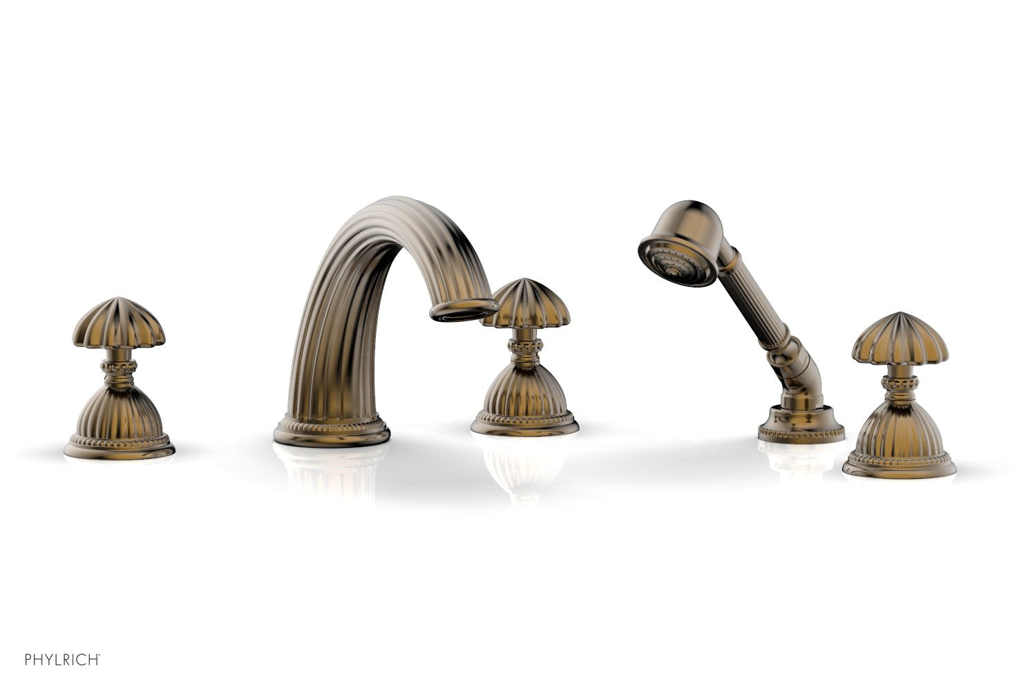 Phylrich GEORGIAN & BARCELONA Deck Tub Set with Hand Shower - Round Handles