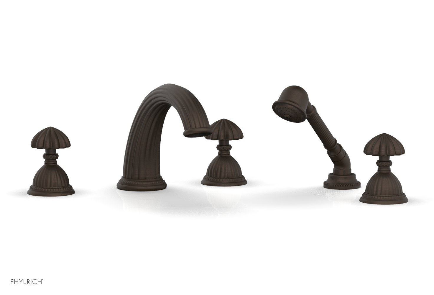 Phylrich GEORGIAN & BARCELONA Deck Tub Set with Hand Shower - Round Handles