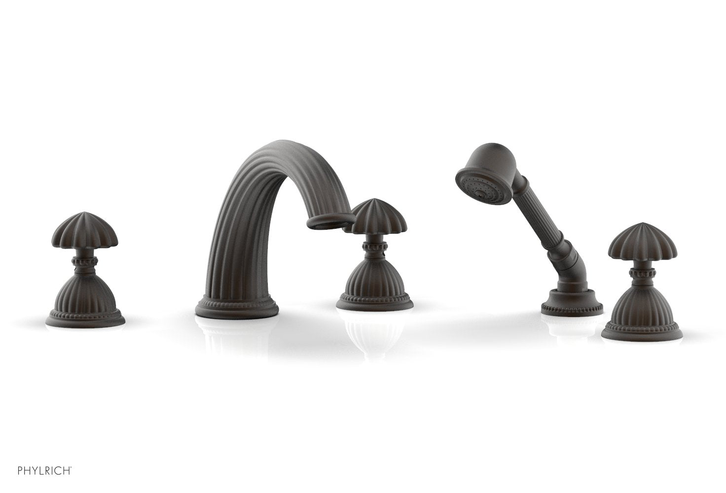 Phylrich GEORGIAN & BARCELONA Deck Tub Set with Hand Shower - Round Handles