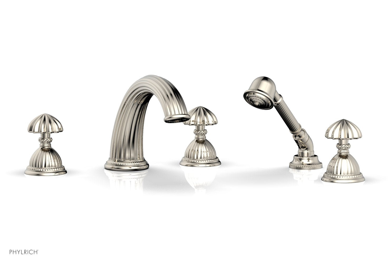 Phylrich GEORGIAN & BARCELONA Deck Tub Set with Hand Shower - Round Handles
