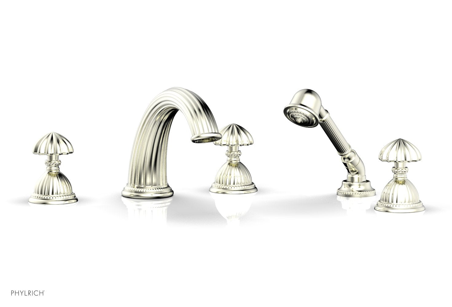 Phylrich GEORGIAN & BARCELONA Deck Tub Set with Hand Shower - Round Handles