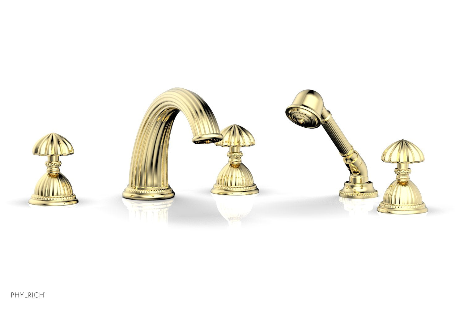 Phylrich GEORGIAN & BARCELONA Deck Tub Set with Hand Shower - Round Handles