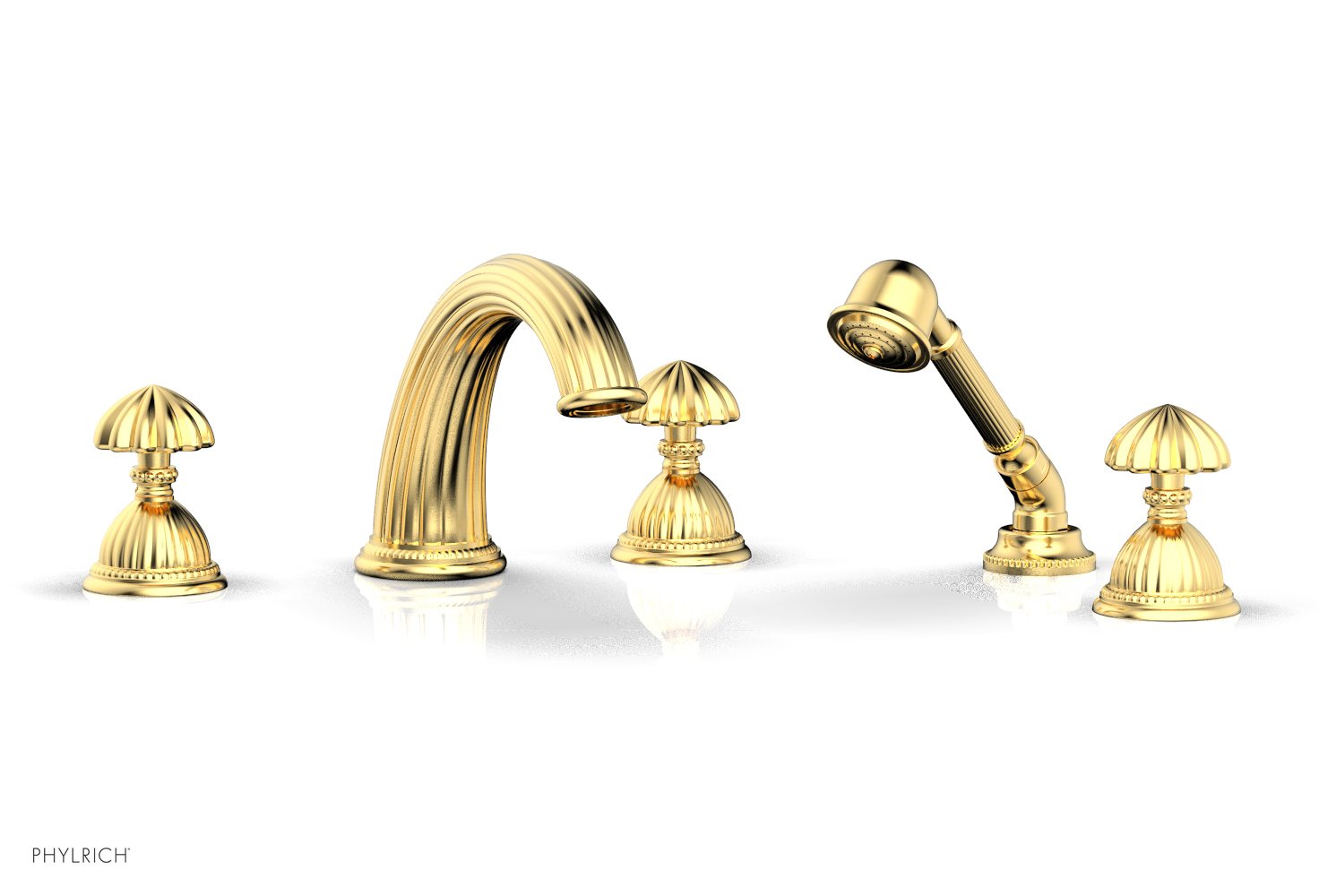 Phylrich GEORGIAN & BARCELONA Deck Tub Set with Hand Shower - Round Handles