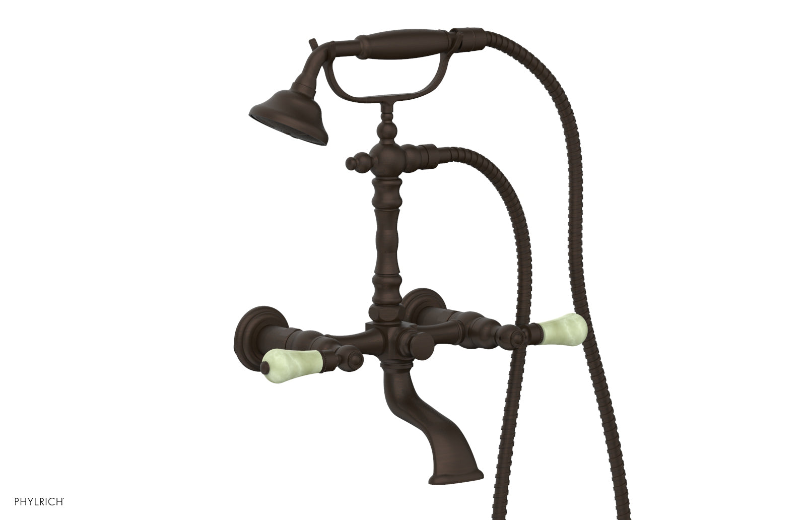 Phylrich REGENT Exposed Tub & Hand Shower -Green Onyx Handle