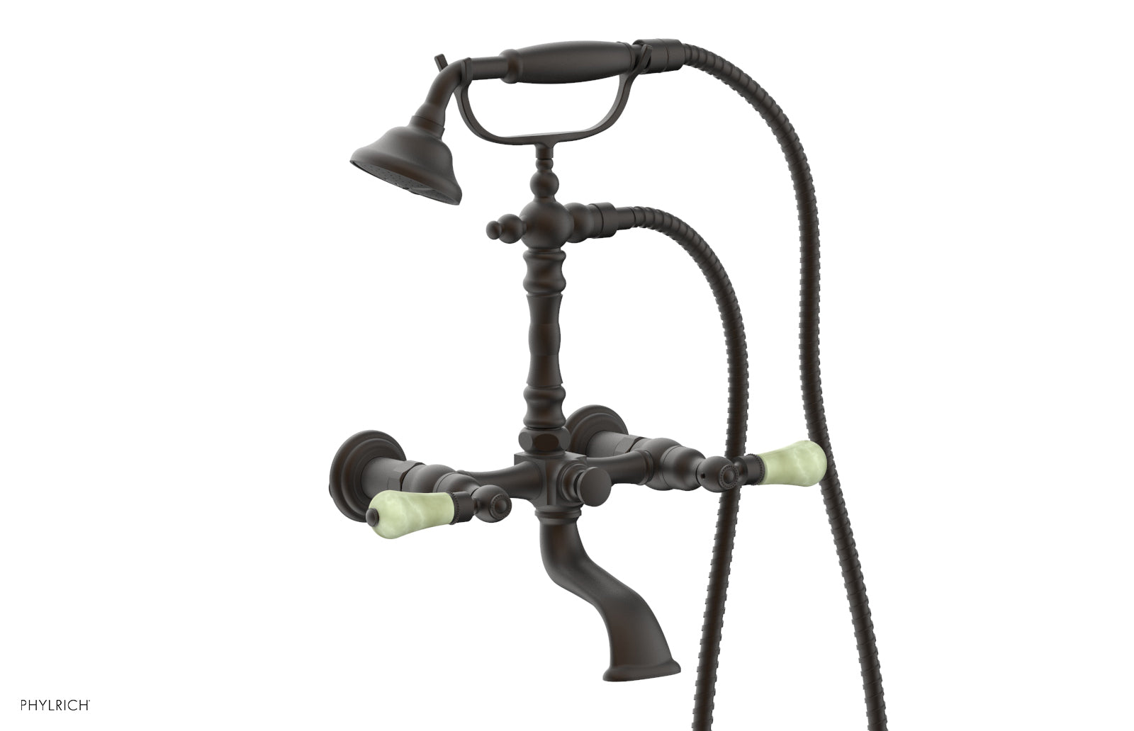 Phylrich REGENT Exposed Tub & Hand Shower -Green Onyx Handle