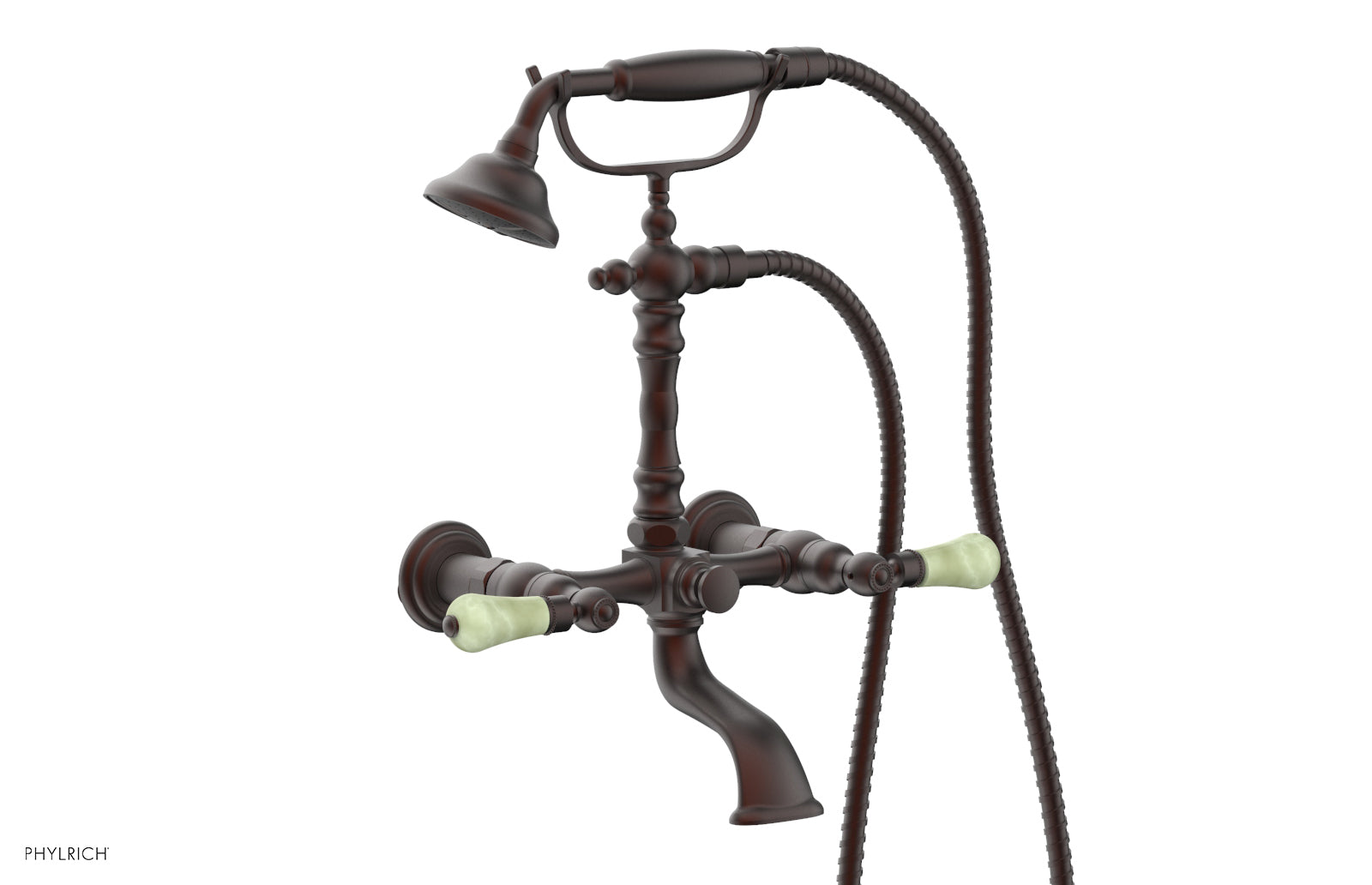 Phylrich REGENT Exposed Tub & Hand Shower -Green Onyx Handle