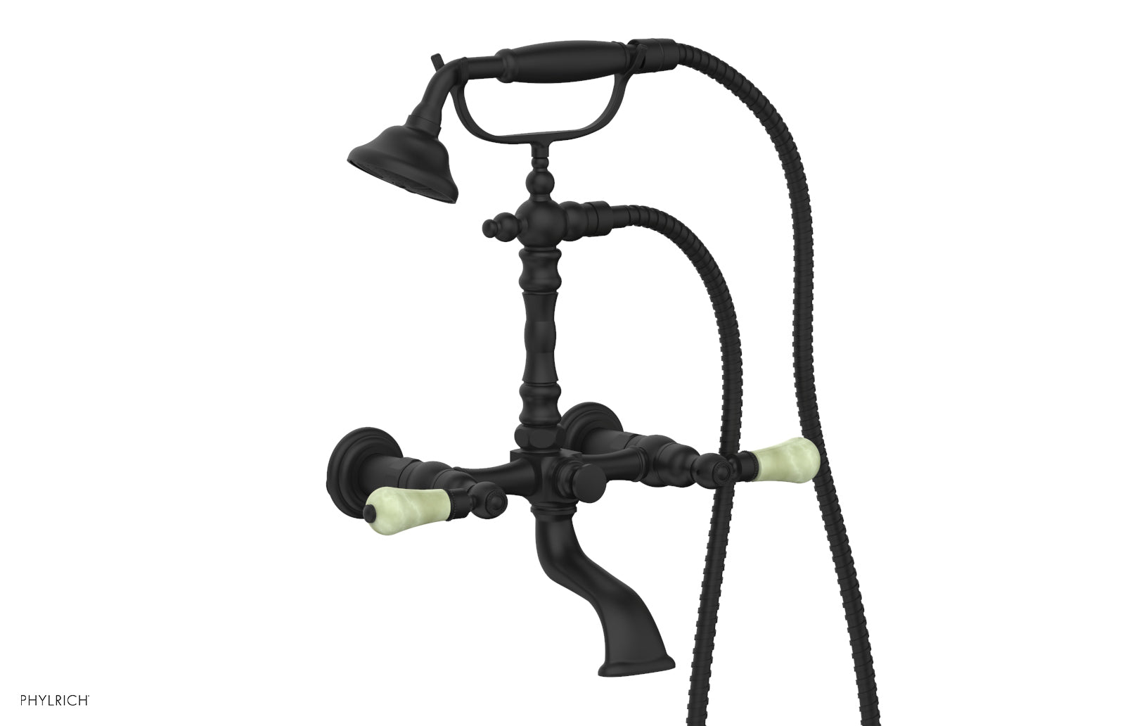 Phylrich REGENT Exposed Tub & Hand Shower -Green Onyx Handle