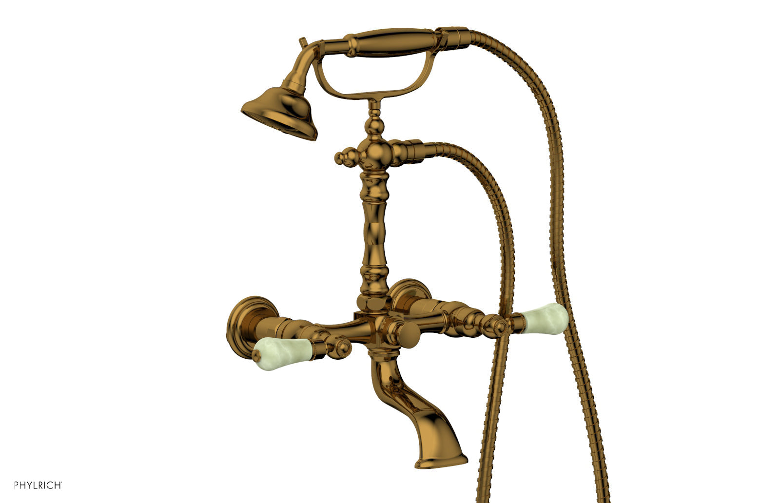 Phylrich REGENT Exposed Tub & Hand Shower -Green Onyx Handle