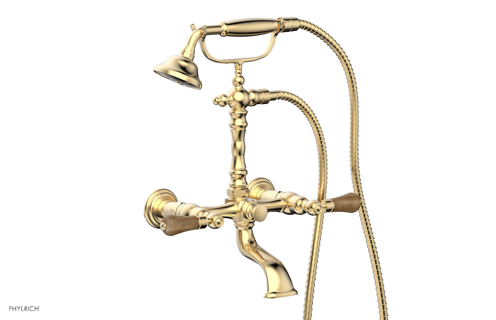 Phylrich REGENT Exposed Tub & Hand Shower - Montaione Brown Onyx Handle