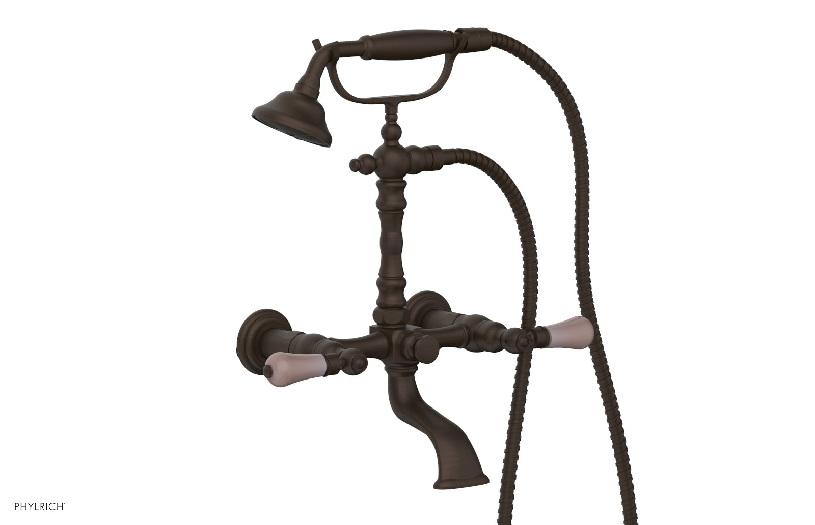 Phylrich REGENT Exposed Tub & Hand Shower - Pink Onyx Handle