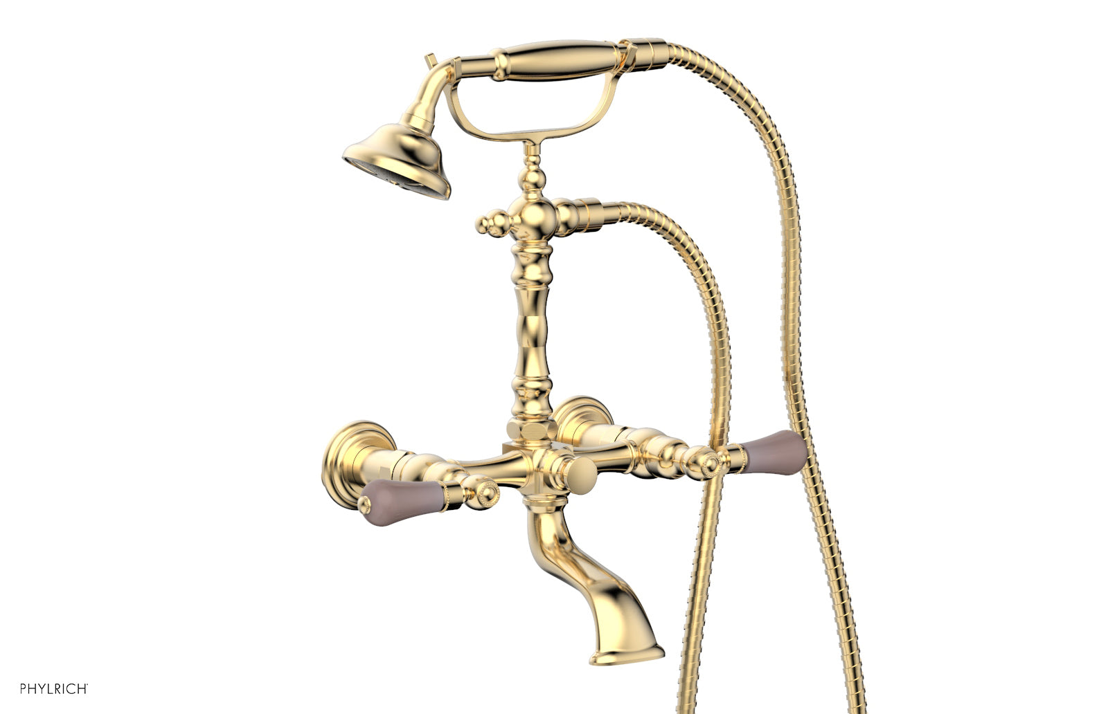 Phylrich REGENT Exposed Tub & Hand Shower - Pink Onyx Handle