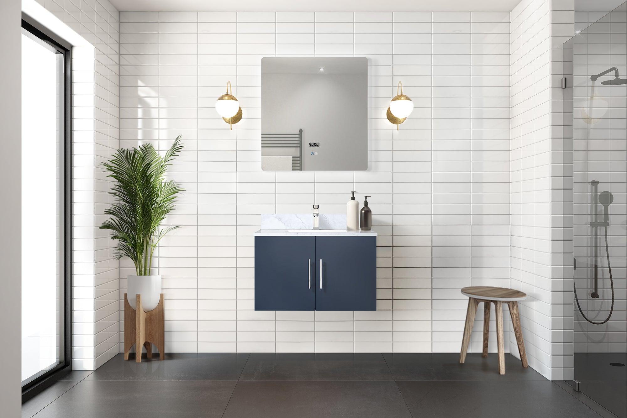 navy blue vanity