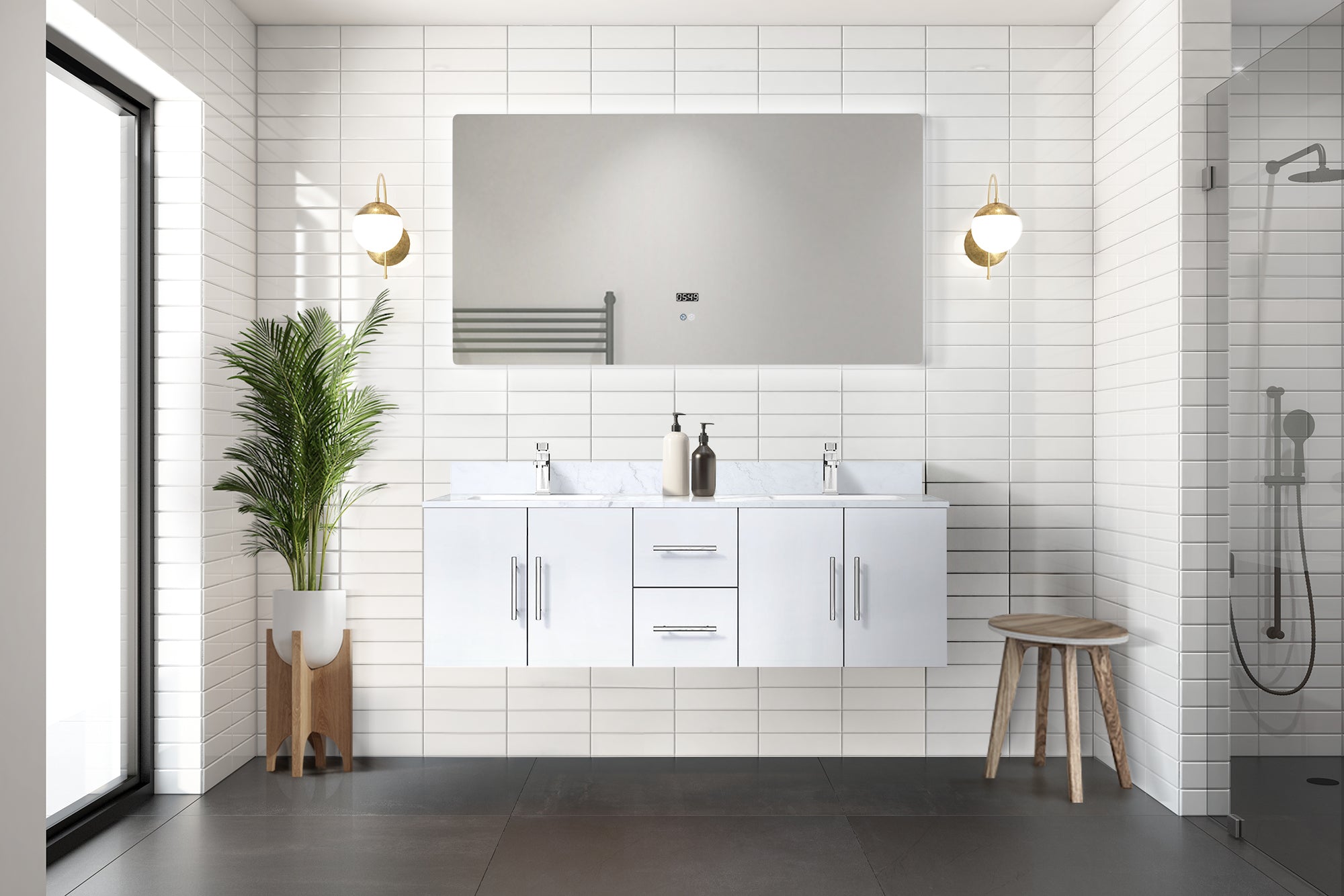 glossy white vanity