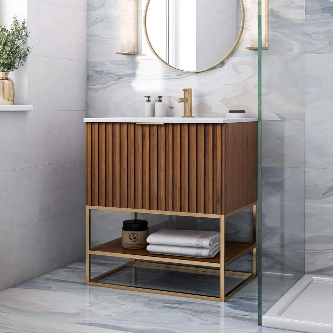 white quartz vanity