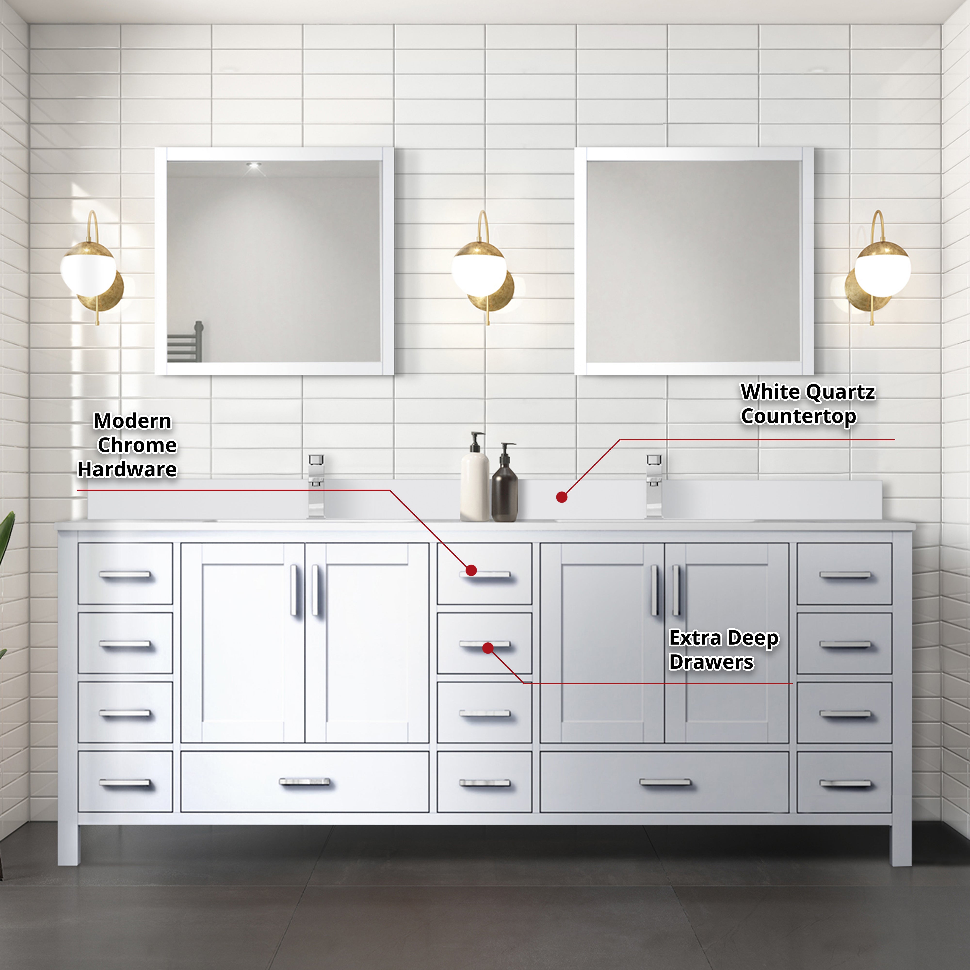 Lexora Jacques 84 in. W x 22 in. D Double Bath Vanity