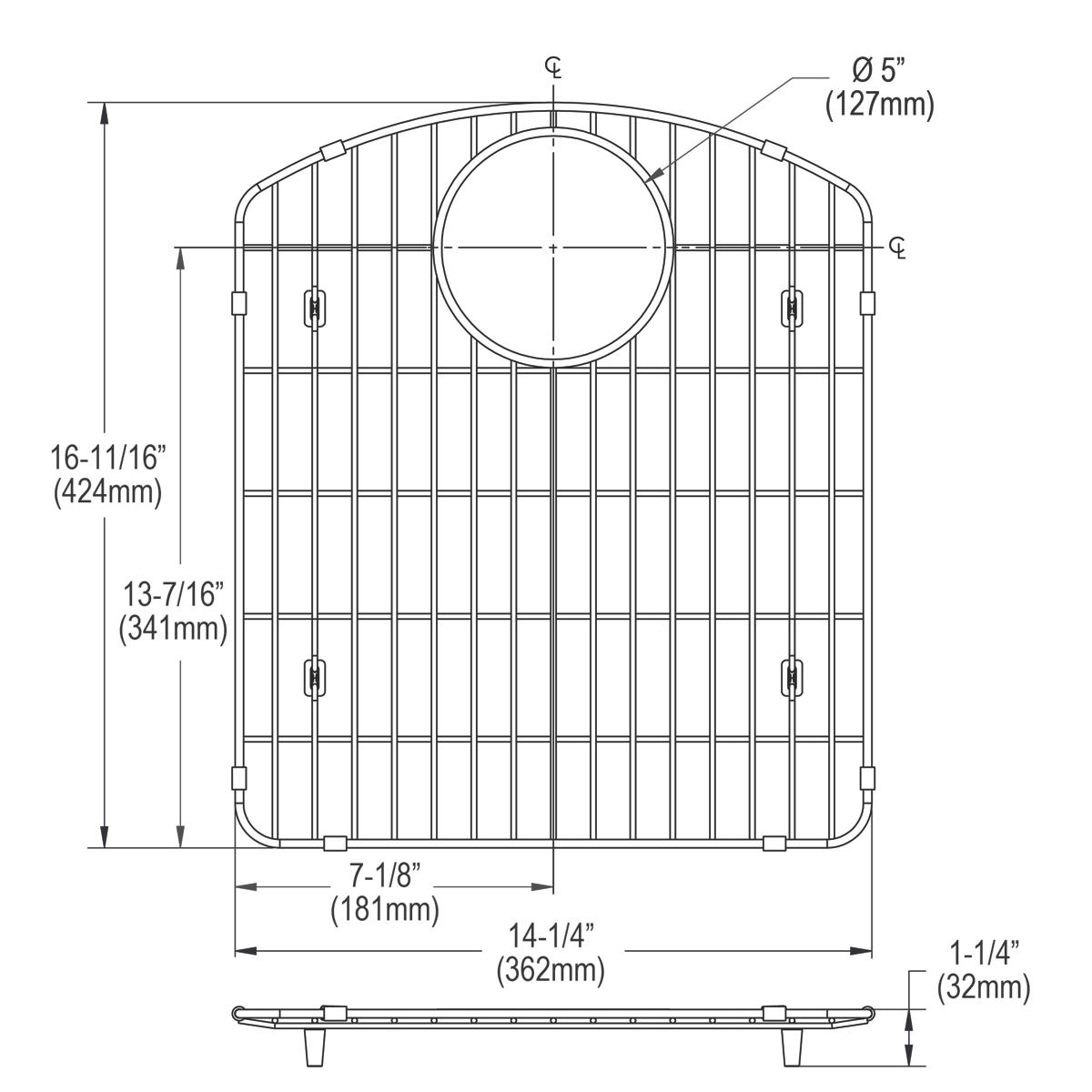 polished stainless steel bottom grid