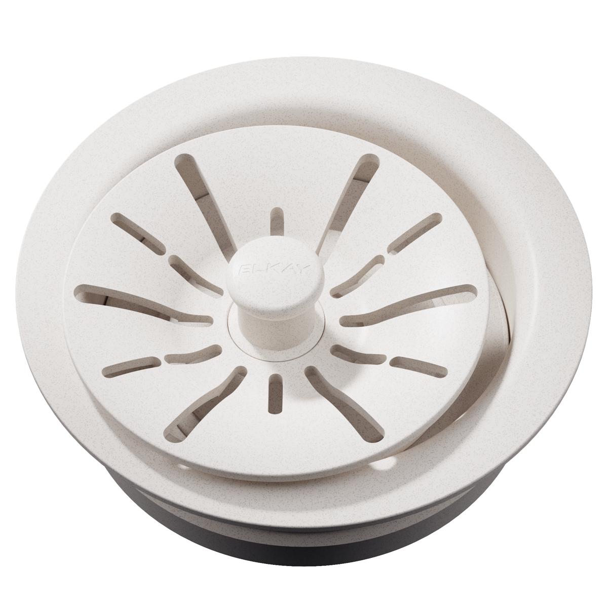 Elkay Quartz Perfect Drain 3-1/2" Polymer Disposer Flange with Removable Basket Strainer and Rubber Stopper